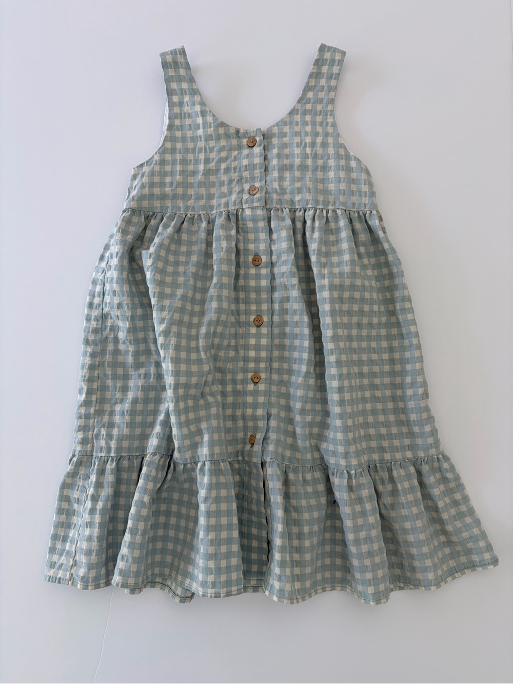 Zara Girls Blue And White Gingham Cotton Dress Size 3-4T PLAY Condition - Picture 7 of 7
